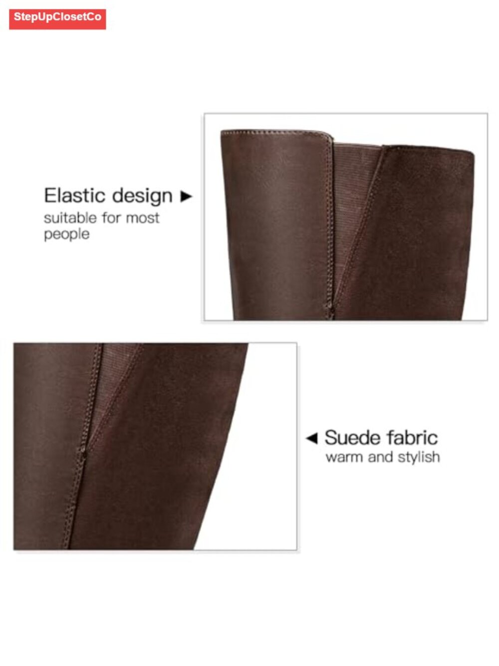 Women's Knee High Boots Chunky Heel PU Microfiber Zip - Picture 3 of 6